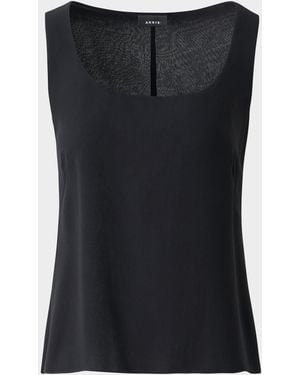 Akris Scoop-Neck Silk Georgette Tank Top - Black
