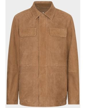 Stefano Ricci Apos;S Suede Full-Zip Field Jacket - Brown
