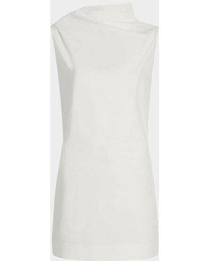 KHAITE Astor Draped Cotton Mini Dress - White