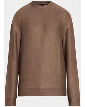 Emporio Armani Apos;S Cotton Rib-Knit Crewneck Sweater - Brown