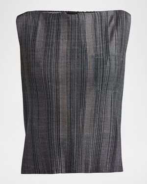 Giorgio Armani Plisse Jersey Sleeveless Top - Black