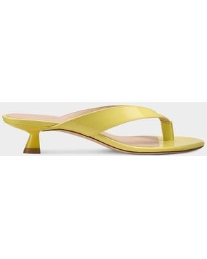 Stuart Weitzman 35Mm Rio Sleek Patent Leather Thong Sandals - Yellow