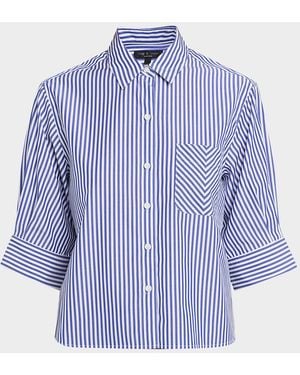 Rag & Bone Lucia Striped Cotton Poplin Shirt - Blue