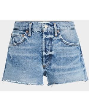 Agolde Parker Cut-Off Denim Shorts - Blue