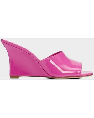 Stuart Weitzman 85Mm Vinnie Patent Leather Wedge Mules - Pink
