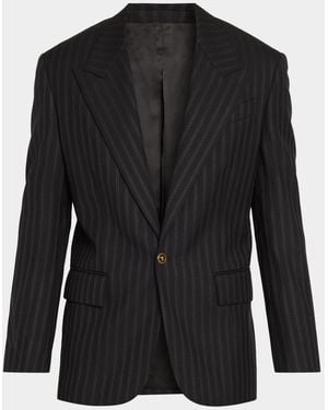 Versace Apos;S Wool Pinstripe Single-Button Evening Jacket - Black