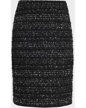 Teri Jon Metallic Tweed Knee-Length Pencil Skirt - Black