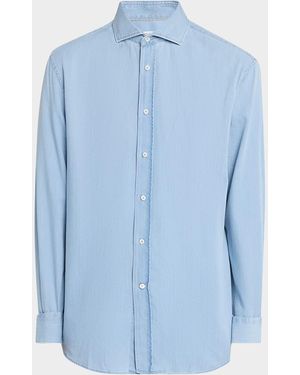Brunello Cucinelli Apos;S Cotton Denim Button-Down Shirt - Blue