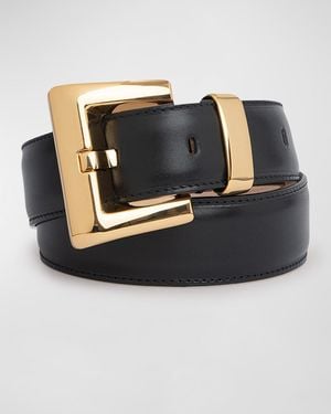 BY FAR Marco Leather Belt - Black
