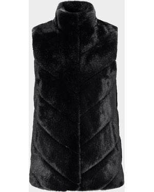 Lyla Grant Fur-Free Chevron Faux Mink Vest - Black