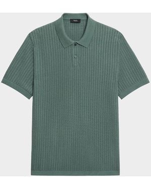 Theory Apos;S Cotton Cable Knit Polo Shirt - Green