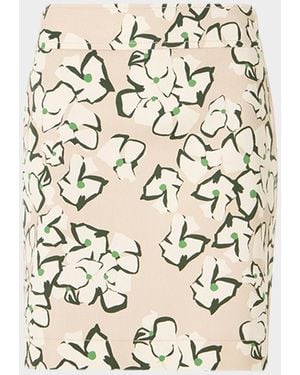 Akris Punto Floral Stretch Denim Mini Skirt - Natural