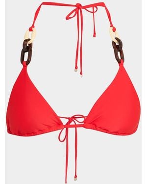 Ramy Brook Nancy Ring Triangle Bikini Top - Red