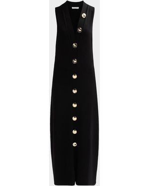 Altuzarra Axia Button-Front Knit Sleeveless Maxi Dress - Black
