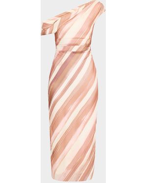 Significant Other Drew Stripe Draped Midi Dress - Pink
