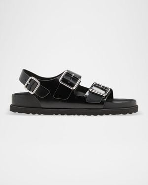 Birkenstock Milano Leather Dual-Buckle Slingback Sandals - Black