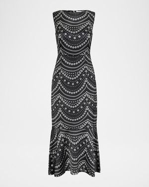 MISA Los Angles Stranded Pearls Patricia Midi Dress - Black