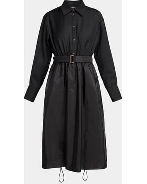 Moncler Belted A-Line Shirtdress - Black