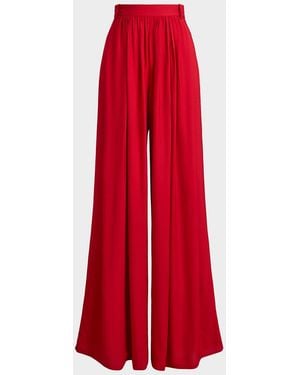 Ralph Lauren Vannesa Satin Wide-Leg Pants - Red