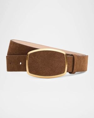 Rag & Bone Wyatt Plaque Cut-To-Size Suede Belt - Brown