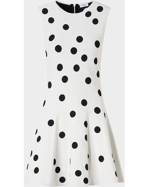 Akris Punto Sleeveless Polka Dot Knit Mini Swing Dress - White