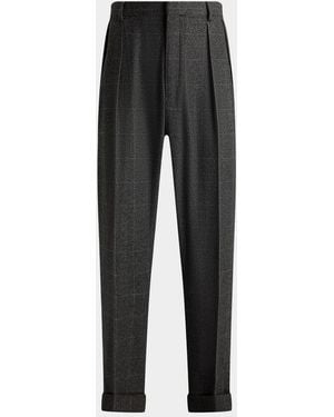 Ralph Lauren Apos;S Glenn Hand-Tailored Tick-Weave Pants - Gray