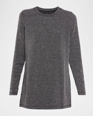 Johnny Was Jenna Metallic Rib Knit Tunic - Gray