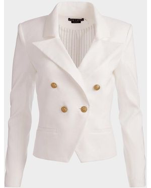 Alice + Olivia Sable Double-Breasted Crop Blazer - White