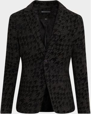 John Varvatos Kal Houndstooth Single-Button Blazer - Black