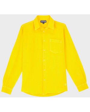 Vilebrequin Caroubis Solid Linen Sport Shirt - Yellow