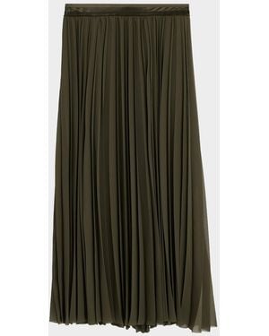 Jason Wu Pleated Chiffon Midi Skirt - Green