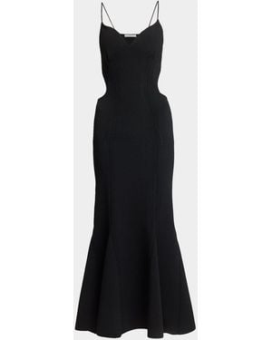 Givenchy Sleeveless Pointelle Knit Waist-Cutout Midi Dress - Black