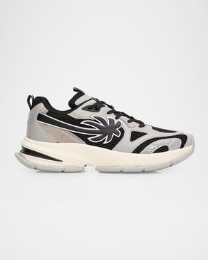 Palm Angels Apos;S Palm Leather And Mesh Runner Sneakers - Multicolor