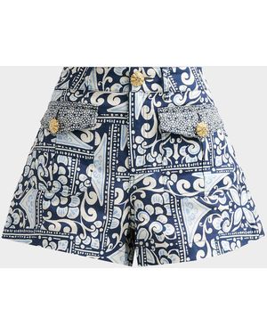 Cara Cara Xenia Floral Linen Shorts - Blue