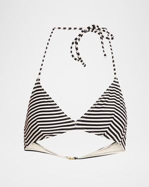 Nili Lotan Printed Triangle Bikini Top - White