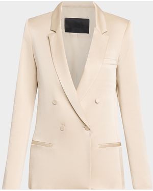 LAPOINTE Satin Double-Breasted Jacket - Natural