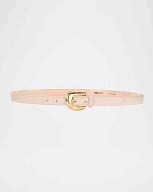 Aureum Collective Leather Belt W/ Golden Hardware - White