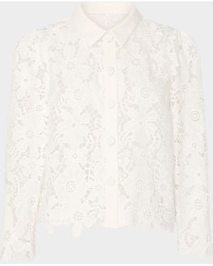 MILLY June Roja Floral Lace Top - Natural