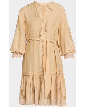 Kobi Halperin Erica Embroidered Flounce Dress - Natural