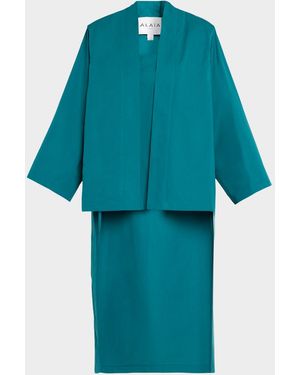 Alaïa Asymmetric High-Low Open Jacket - Blue