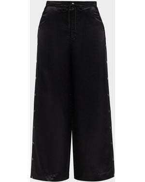 Cynthia Rowley Wide-Leg Snap Silk Pants - Black