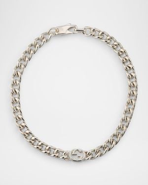 Gucci Interlocking Sterling Curb Chain Bracelet - Metallic