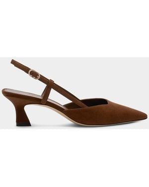 Stuart Weitzman 50Mm Vinnie Suede Slingback Pumps - Brown