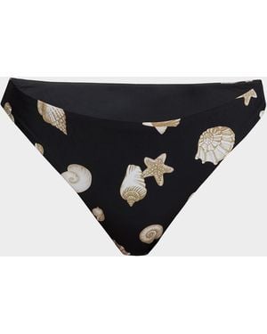 MILLY Margot Seashell Print Bikini Bottom - Black