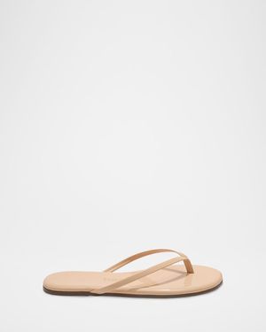 TKEES Lily Glossy Leather Flat Thong Sandals - Natural
