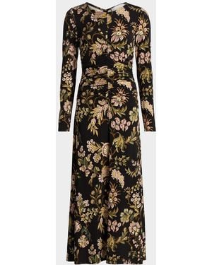 Cara Cara Maisy Long-Sleeve Floral Ruched Midi Dress - Multicolor