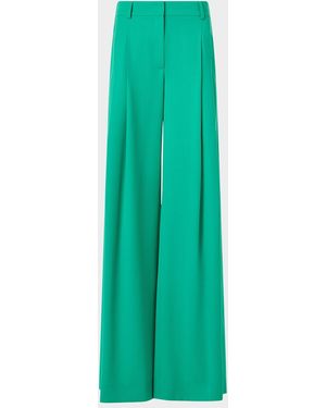 Akris Cassie Wool Gabardine Flared Pants - Green
