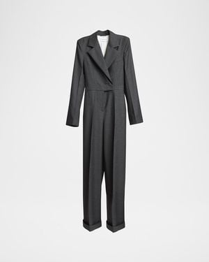 Givenchy Wrap-Effect Grain De Poudre Wool Jumpsuit - Gray