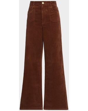 PAIGE Anessa Cotton-Blend Corduroy Wide-Leg Pants - Brown