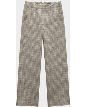 Rag & Bone Shea Plaid Wool-Blend Straight-Leg Pants - Gray